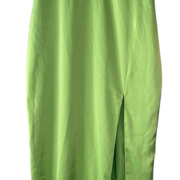 Aidan Ladies Lime Green Tie Front Bodice Gown w/ Slit, Size 6, NWT! - Picture 4 of 5